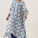 Taabiir Blue-white Kaftan Set