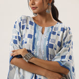 Taabiir Blue-white Kaftan Set