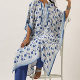 Taabiir Blue-white Kaftan Set