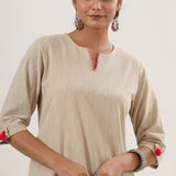 Beige Trendy Straight Cotton Kurta