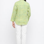 GREEN COLOUR LEHARIYA PRINTED COTTON TUNIC