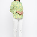 GREEN COLOUR LEHARIYA PRINTED COTTON TUNIC