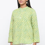 GREEN COLOUR LEHARIYA PRINTED COTTON TUNIC