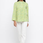GREEN COLOUR LEHARIYA PRINTED COTTON TUNIC