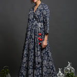 URBANITE WRAP AROUND BLUE COTTON FLORAL PRINTED DRESS_MAYORI