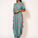 Turquoise Shibori Tie-Dye Muslin Jumpsuit