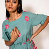 Turquoise Shibori Tie-Dye Muslin Jumpsuit