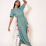Turquoise Shibori Tie-Dye Muslin Jumpsuit